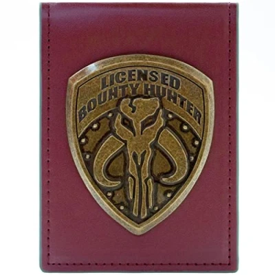 Imagen de The Empire Strikes Back Star Wars Mandalorian Boba Fett Cazador de Recompensas Emblema Billetera/Cartera Portatarjetas, Rojo