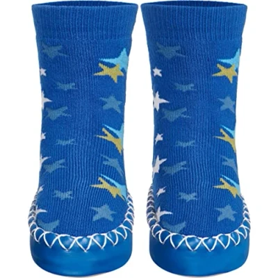 Imagen de Playshoes Zapatillas, Pantuflas Unisex niños, Estrellas Azules, 17/18 EU