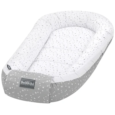 Imagen de Bellochi Nido Bebe Recien Nacido, Reductor de Cuna para 100% Algodón Oeko Tex Certificado 90x60x12cm con Bordes Protectores Polaris