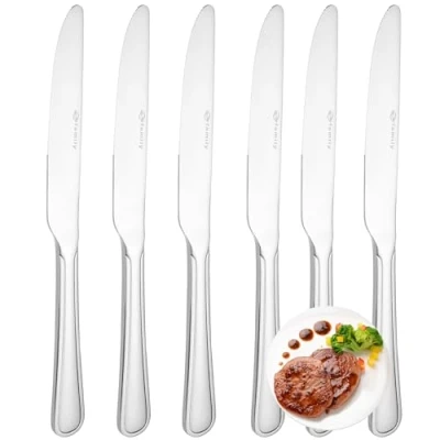 Imagen de YS FAMILY Pack 6 Cuchillo de Mesa Acero Inoxidable Diseño Línea, Elegancia y Funcionalidad para Cada Ocasión, Cubiertos Alta Gama Hogar Restaurante, 22.6x2CM