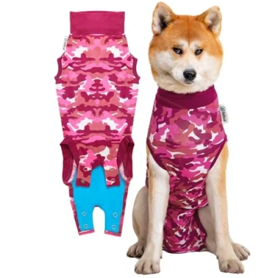 Imagen de Suitical Recovery Suit Perro, L, Camuflaje Rosa