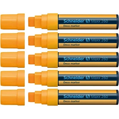 Imagen de Schneider Maxx 260 Rotulador para pizarra (5 15 mm, paquete de 5), naranja