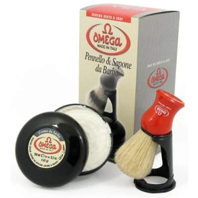 Imagen de Omega 46065 Shaving Set With Brush, Holder, And Soap In Bowl by