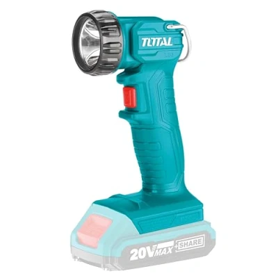Imagen de TOTAL Linterna de Alta Potencia A Batería 20 V Capacidad 150 Lúmenes Regulable Hasta 90º Ideal para Talleres, Almacenes, Camping y Montañismo