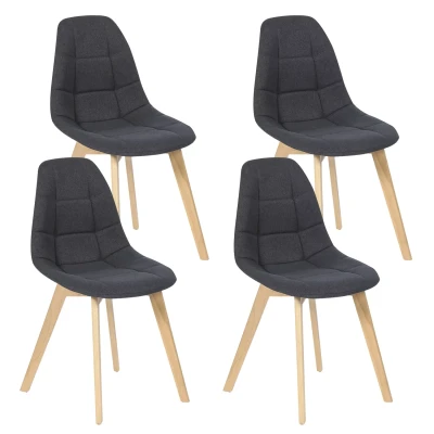 Imagen de IDMarket Juego de 4 sillas escandinavas Gaby Grises tela para comedor