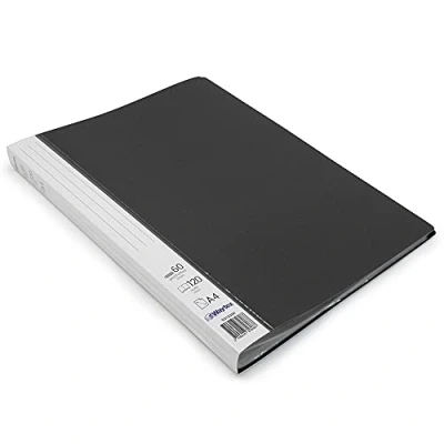 Imagen de Waytex 931335N Protector de documentos, A4, 120 fundas, polipropileno, opaca, identificable, 60 bolsillos transparentes, color negro