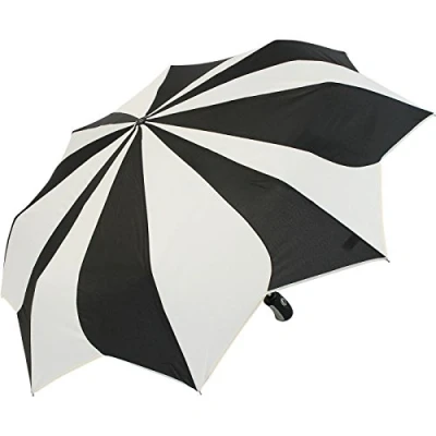 Imagen de Pierre Cardin Paraguas plegable automático para mujer, girasol, negro blanco, 101 cm, de bolsillo con encendido