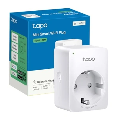 Imagen de Tapo P100M Matter Mini Enchufe Inteligente Wi Fi, Ideal para Agendar Ligar/Desligar y Economizar Energía, si necesita HUB, compatible con Alexa Google Home, cor branca