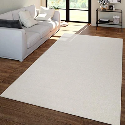 Imagen de TT Home Alfombra Salón Pelo Corto Moderno Diseño Liso Atemporal, Color: Crema, Tamaño:80x150 cm