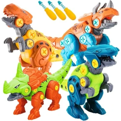 Imagen de STAY GENT Desmonta Dinosaurio Juguetes con Taladro para Chicos, 4 Piezas Juguete de Construcción Puzzle Dinosaurios Destornilladores Stem Regalos Aprendizaje Niños Niñas 3 5 6 7 Años