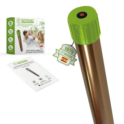 Imagen de ISOTRONIC® Ahuyentador de Topos, Efectivas Vibraciones por ultrasonido contra ratón, Rata, Hormiga, topillo, Serpiente Repelente Alta frecuencia para Exteriores Paquete 1 Piezas
