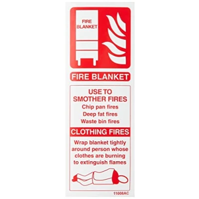 Imagen de vsafety 11008 ac s &quot;manta ignífuga ID extintor&quot; signo, vinilo autoadhesivo, vertical, 75 mm x 200 mm), color rojo