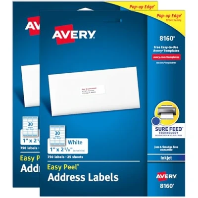 Imagen de Avery fáciles de despegar etiquetas dirección para impresoras inyección tinta