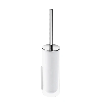 Imagen de Escobillero KEUCO de Vidrio Cristal Mate y Metal Cromado, Montaje en Pared, escobilla WC con Soporte para baño Invitados, Edition 400