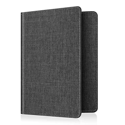 Imagen de Fintie Funda de Pasaporte Cartera Tela con Bloqueo RFID para Pasaporte, Tarjeta Crédito, Tarjetas Visita, Pases Embarque, Médica Gris Oscuro