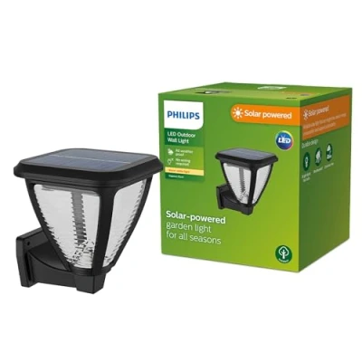 Imagen de Philips Lighting Aplique pared Exterior Vapora, alimentación solar, 1.5W, 2700K,negro, resistente a intemperie IP44