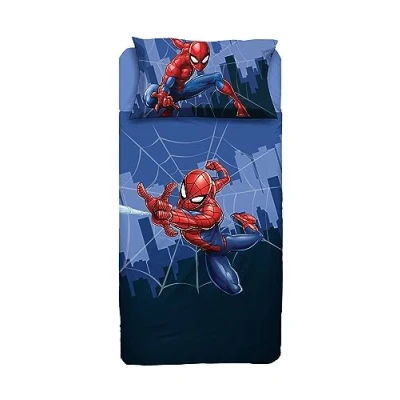 Imagen de Spiderman Juego de sábanas para Cama Individual, sábana encimera, Bajera, Funda Almohada, Color Azul, 100% algodón, Producto Oficial