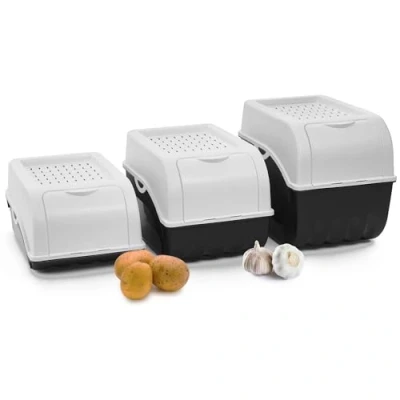 Imagen de Novaliv Juego de cajas almacenamiento para patatas 3,5 l + 5 9 blanco verduras apilables cebolla, patatas, fruta, alimentos