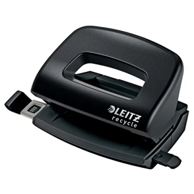 Imagen de Leitz NeXXt Recycle Mini Perforadora de Papelería para 10 Folios A4 Acero y Plástico Reciclado, Negro 50100095