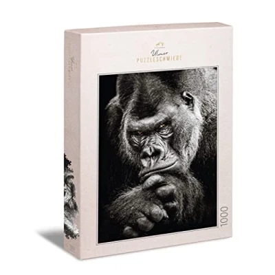 Imagen de Ulmer Puzzleschmiede Puzzle Gorila: de 1000 Piezas Motivo Animal con poderoso Gorila en Blanco y Negro