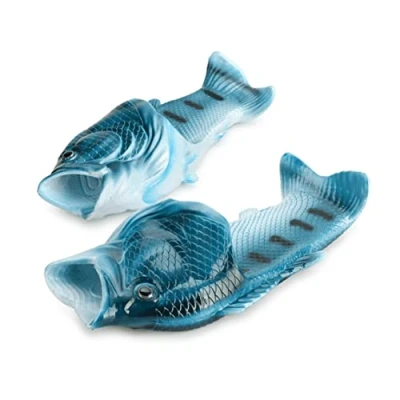 Imagen de GEQ sandalias de pescado, zapatillas, piscina, playa, ducha, regalo para pescadores, unisex hombres, mujeres y niños, azul, 44/45 EU