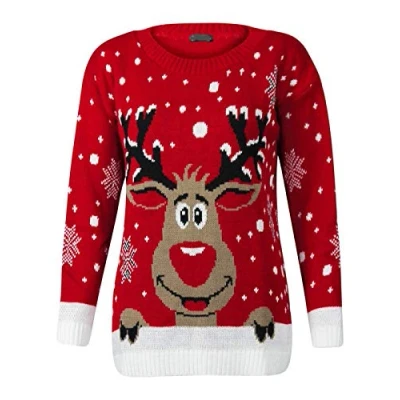 Imagen de Loxdonz Suéter de Navidad Unisex con diseño Reno Rudolph Rojo 7 8 años