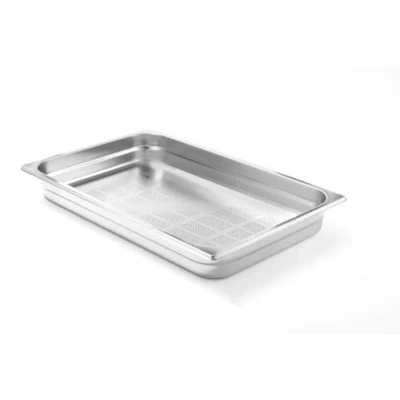 Imagen de HENDI Recipiente GN 1/1, con sólo fondo perforado, contenedor GN, apilable, bordes lisos, resistente a temperaturas de 40 300C, 9L, altura: 65mm, acero inoxidable 18/10