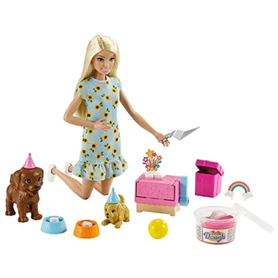 Imagen de Barbie Puppy Party Doll and Playset, Blonde GXV75