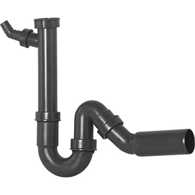 Imagen de Cornat Tubos de tapón Olor para fregaderos Pulgadas conexión Dispositivo y Rama 45 Fabricado con plásticos reciclados Embalaje reciclable / T353104R, Gris, 1 1/2 Zoll x 50 mm