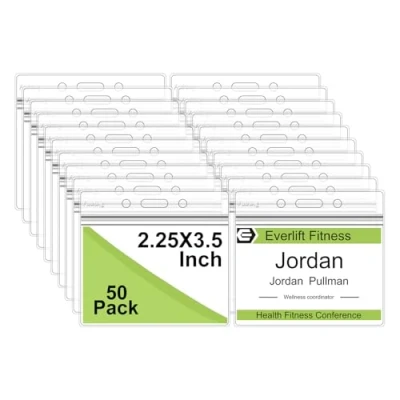 Imagen de Fushing 50 Piezas Funda de Tarjeta,Estuche para Tarjetas Identificación,Soportes Horizontal Plástico Transparente con Cremalleras Impermeables y Resellables (100x85)