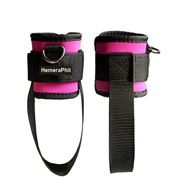 Imagen de HemeraPhit Ejercicio máquina Ajustable Correas de Tobillo Pierna el Entrenamiento Equipo Gimnasio y Bodybuilding, 1 par（Rosado）