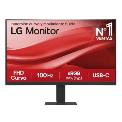 Imagen de LG 24U421A B Monitor, 23.8&quot;, FHD, Curvo 1500R, Panel VA, 1920 x 1080, 100Hz, 5ms, USB Tipo C, sRGB 99%, Ajuste Inclinación, Negro Mate