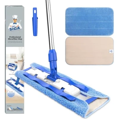 Imagen de MR. SIGA Professional Microfiber Mop (Included 3 Cloth Refills and 1 Dirt Removal Scrubber), Pad Size: 42cm x23cm