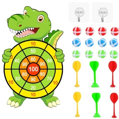 Imagen de RXKFIGX Diana Niños de Juego Dardos Infantil Plegable 76 cm Lanzamiento Doble Cara con 12 Bolas Adhesivas 6 Flechas y 2 Ganchos Bueno para Acampar Fiestas (Verde)