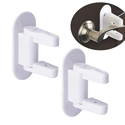 Imagen de Manija de Seguridad para Niños Bloqueo,2pcs Bloqueo Puertas,Cerraduras Puerta a Prueba Bebés,Pestillo Sin Agujeros,Para Bloqueo, Puerta,Armarios,Ventanas(Blanco)