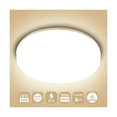 Imagen de Öuesen Lamparas de Techo led Modernas Delgado 18W Lampara 1650LM Plafones Ronda IP44 Blanco Natural 4000K Luz para Baño Cocina Dormitorio Comedor Salon Balcón Corredor Oficina