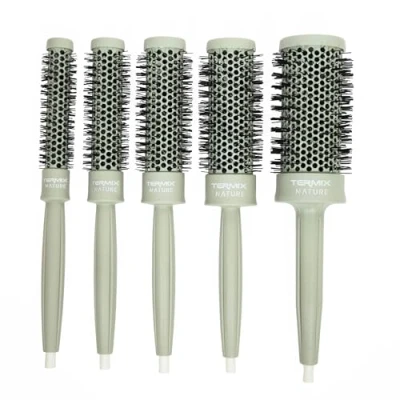 Imagen de TERMIX Pack Cepillos Redondos Profesional Nature 5 Uds.(Ø17, Ø23, Ø28, Ø32, Ø43) Purificación de Aire con Tecnología PURE TECH Térmicos Cerámica Fibras Ionizadas Mango Ergonómico