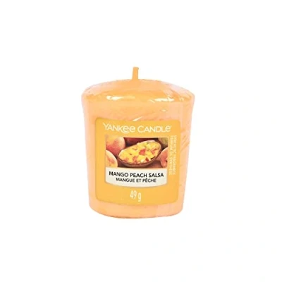 Imagen de Yankee Candle Vela aromática, Salsa de melocotón Mango, Cera, Naranja, 4.6x4.5x5.5 cm