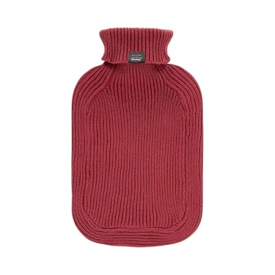 Imagen de Fashy Bolsa de agua caliente con cuello alto, funda punto, color rojo óxido 2 L