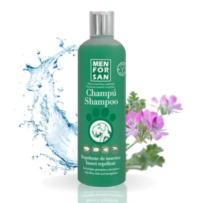 Imagen de MENFORSAN Champú Repelente De Insectos Y Pulgas Para Perros 300ml, Con Citronela Ingrediente Natural