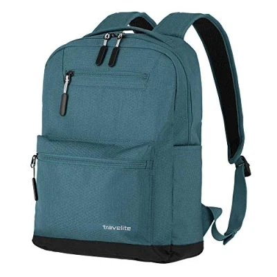 Imagen de travelite La Mochila para equipaje de mano talla M cumple con las dimensiones del cabina IATA, serie KICK OFF vacaciones y deporte, Gris (Petrol), (40 cm/17 Litros)