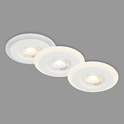 Imagen de BRILONER Juego de 3 focos empotrables en el techo LED, anillo luz baño, baño IP44, blanco, 84x34 mm (DxH)