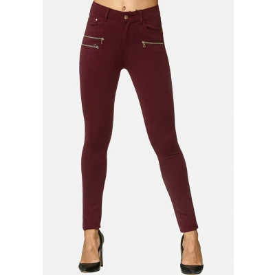 Imagen de Elara Pantalones Elásticos de Mujer Skinny Fit Jegging Chunkyrayan Vino H86 5 Wine 44 (2XL)