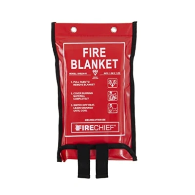 Imagen de Firechief Kitemarked Manta de fuego (1,2 m x 1,2 m), ideal para usar en casa (cocina, oficina, garaje)