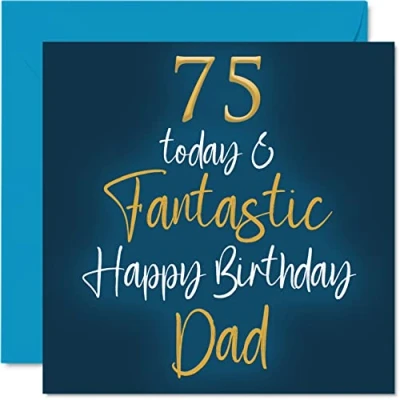 Imagen de Fantásticas tarjetas de 75 cumpleaños para papá, hoy y fantásticas, tarjeta feliz papá hijo e hija, regalos padre, felicitación