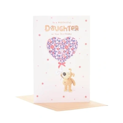 Imagen de Boofle Tarjeta de cumpleaños para hija, diseño globo corazón