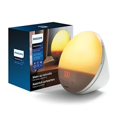 Imagen de Philips Wake up Light HF3531/01 Despertador de luz natural, 7 sonidos naturales, radio FM, alarma, Con cargador móvil, plástico, Blanco, 1 kilogramo