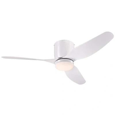 Imagen de Westinghouse. Ventilador de techo blanco Carla para interiores, 117 cm, con luz y mando, luminaria led regulable cristal ópalo esmerilado