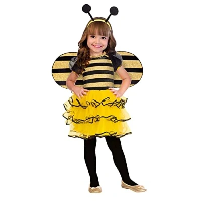 Imagen de amscan Disfraz Clásico de Diva Disco Para Niñas Bee,Pirate Con detalles impresos en espiral, color amarillo, 12 24 meses (9904178)