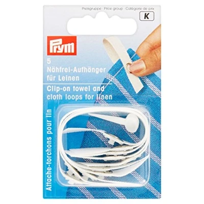 Imagen de Prym Toalla con Clip Y Trabillas De Tela para Lino 5 Piezas, Blanco